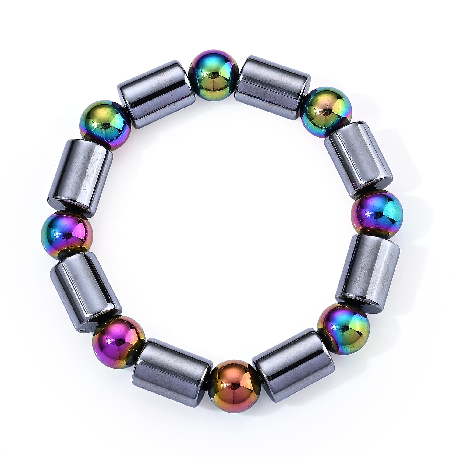 Terahertz 140.00 ctw Barrel Shape Beaded Stretch Bracelet