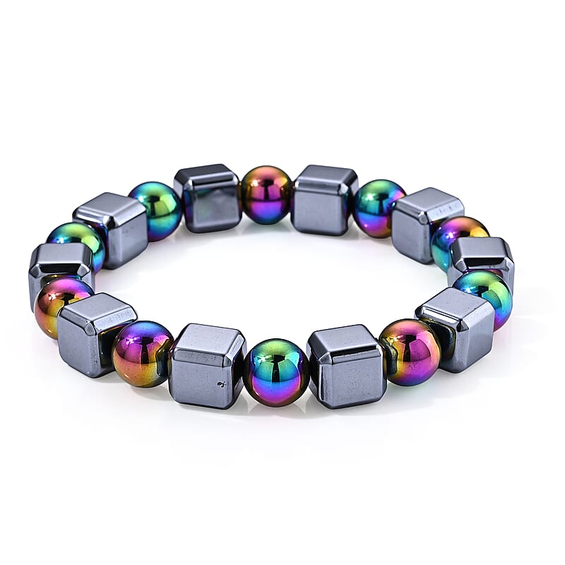 Terahertz 160.00 ctw Cube Shape Beaded Stretch Bracelet