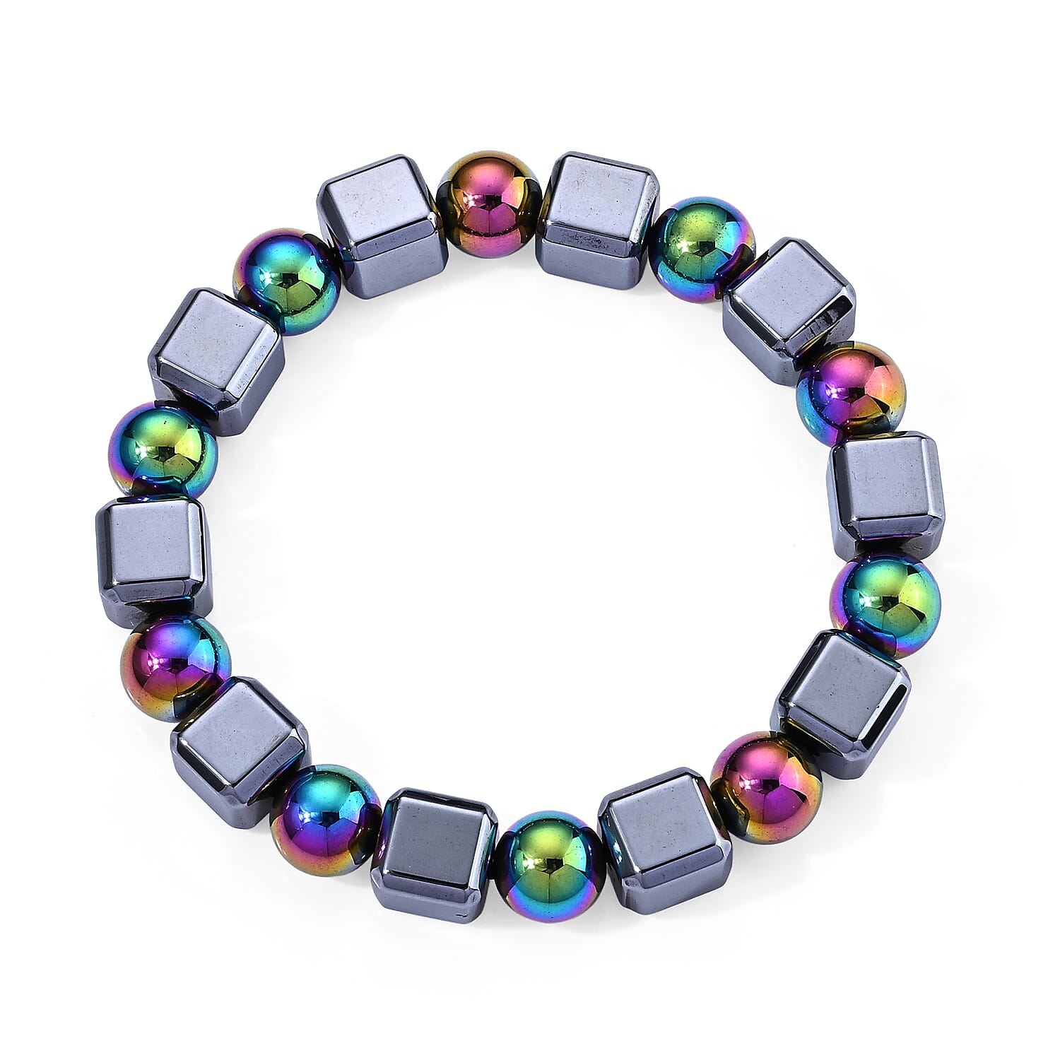 Terahertz 160.00 ctw Cube Shape Beaded Stretch Bracelet