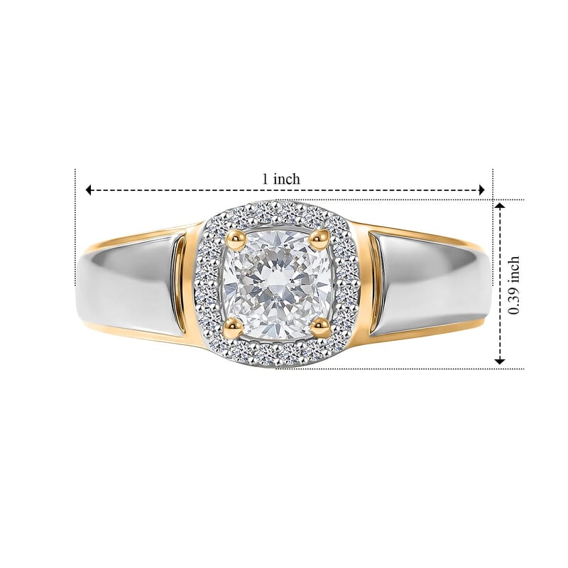 Doorbuster Luxuriant Lab Grown Diamond E-F VS 1.15 ctw Men's Ring in 18K Vermeil Yellow Gold and Rhodium Over Sterling Silver (Size 10.0)