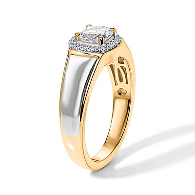 Luxuriant Lab Grown Diamond E-F VS 1.15 ctw Men's Ring in 18K Vermeil Yellow Gold and Rhodium Over Sterling Silver (Size 9.0)