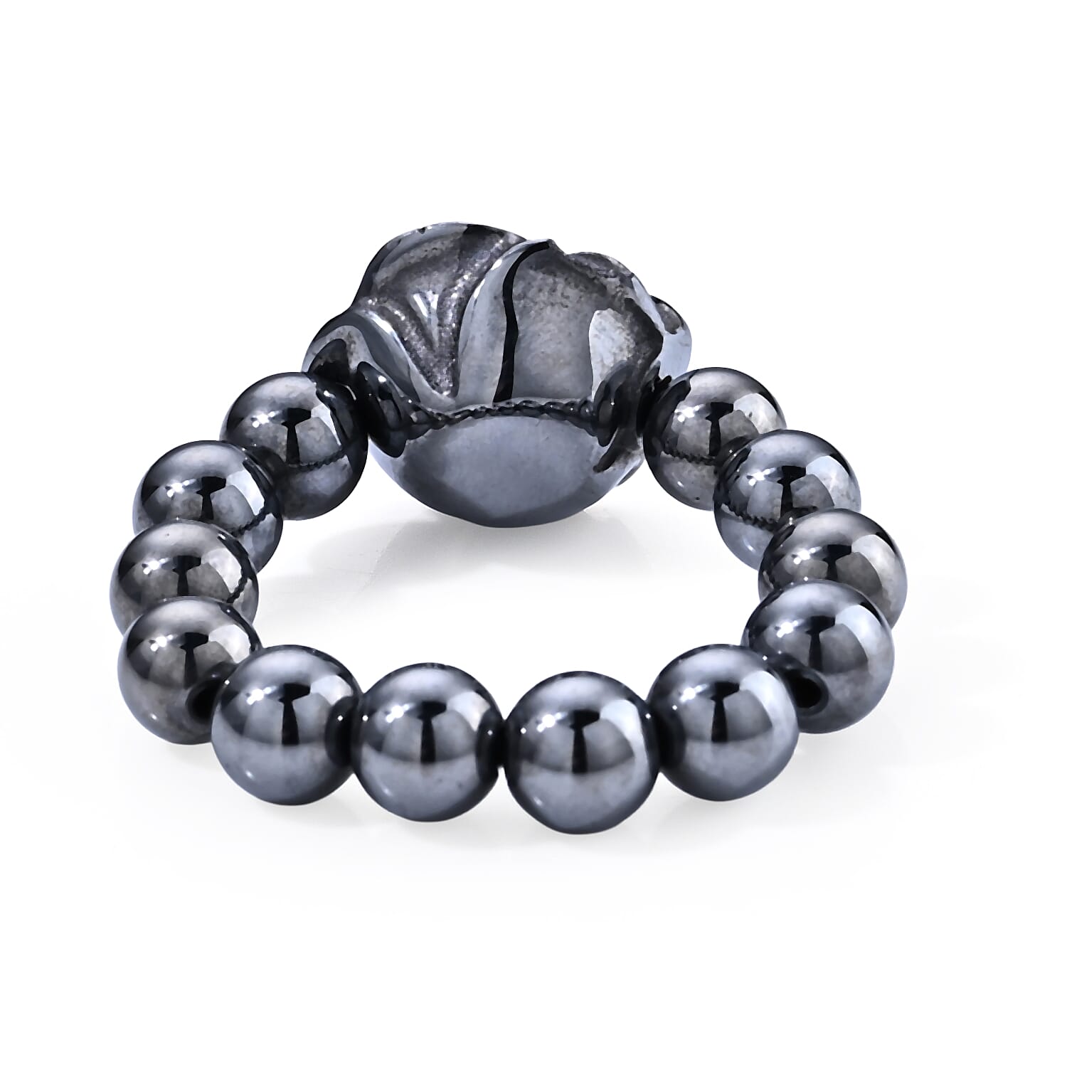 Terahertz 15.00 ctw Carved Rose Beaded Stretch Ring