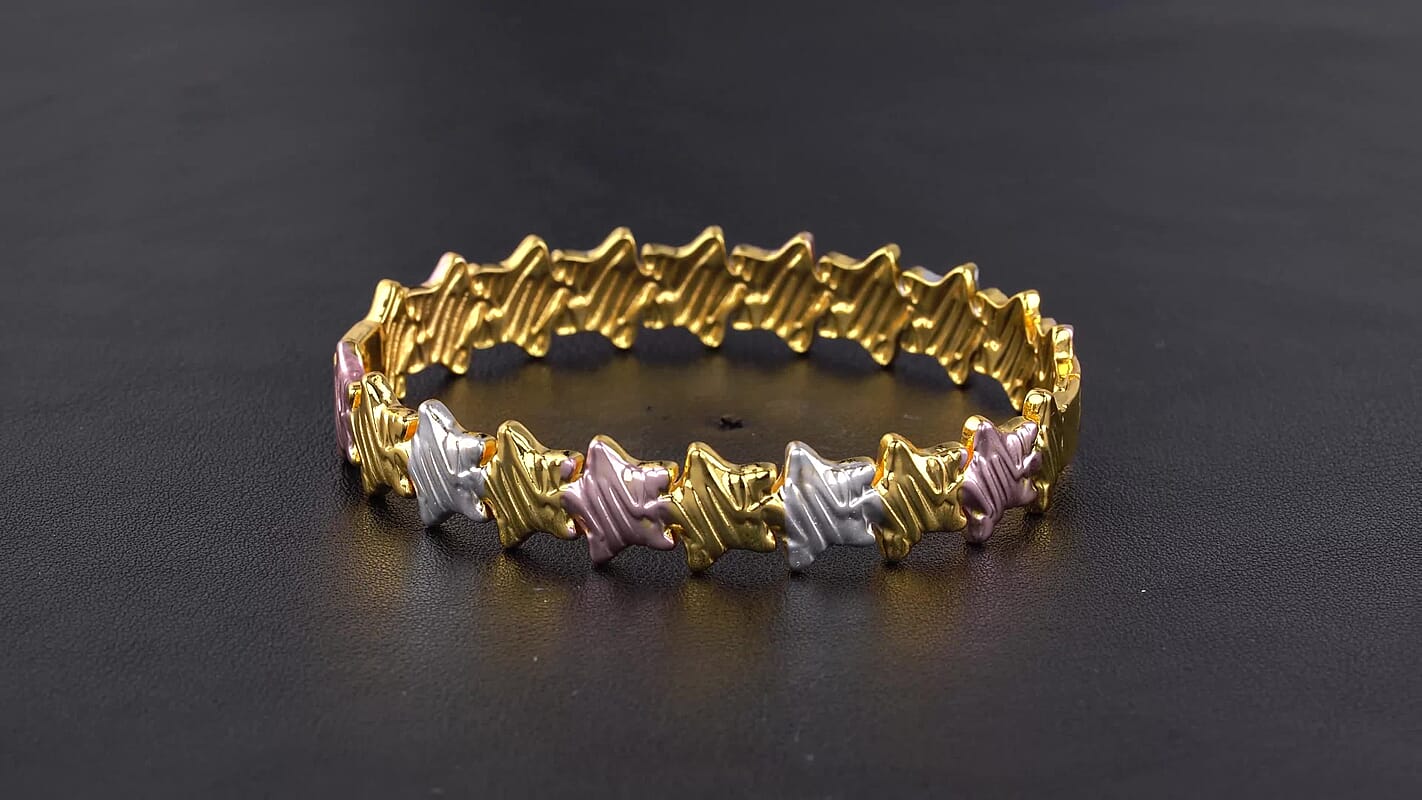 Star Link Bangle Bracelet in ION Plated YRG and Stainless Steel (7.0 In)