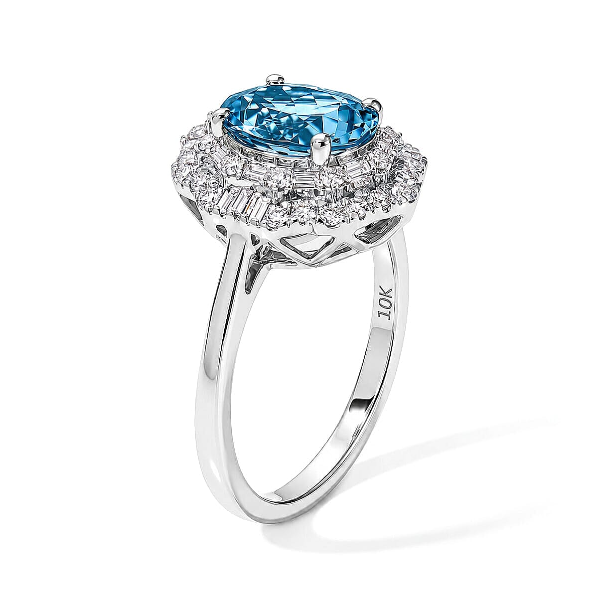 Certified & Appraised Luxoro AAA Santa Maria Aquamarine and Diamond I2 2.25 ctw Ring in 10K White Gold (Size 5.0)