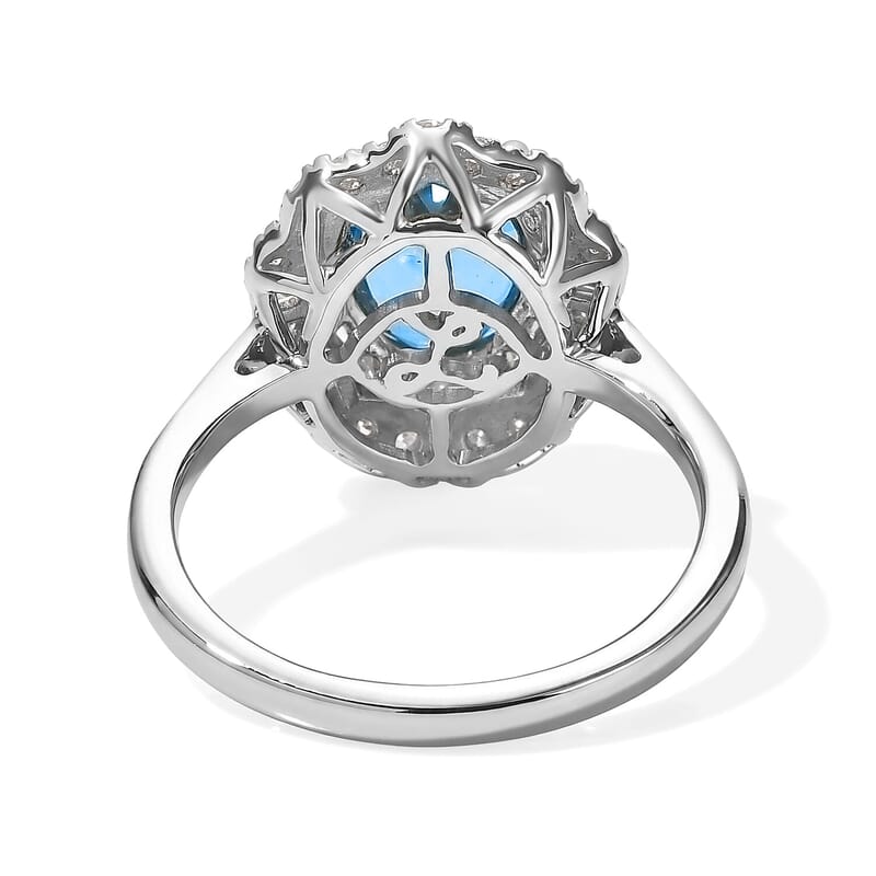 Certified & Appraised Luxoro AAA Santa Maria Aquamarine and Diamond I2 2.25 ctw Ring in 10K White Gold (Size 5.0)