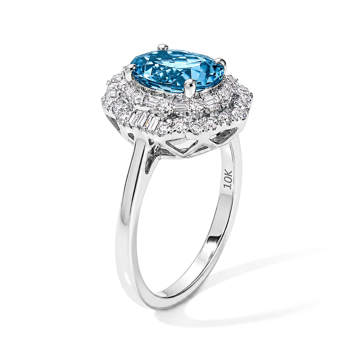 Certified & Appraised Luxoro AAA Santa Maria Aquamarine and Diamond I2 2.25 ctw Ring in 10K White Gold (Size 6.0)