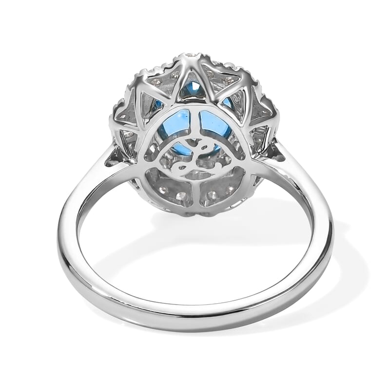 Certified & Appraised Luxoro AAA Santa Maria Aquamarine and Diamond I2 2.25 ctw Ring in 10K White Gold (Size 6.0)