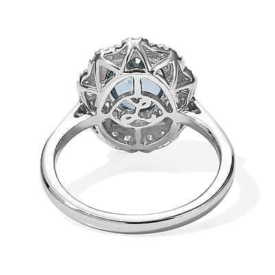 Certified & Appraised Luxoro AAA Santa Maria Aquamarine and Diamond I2 2.25 ctw Ring in 10K White Gold (Size 7.0)