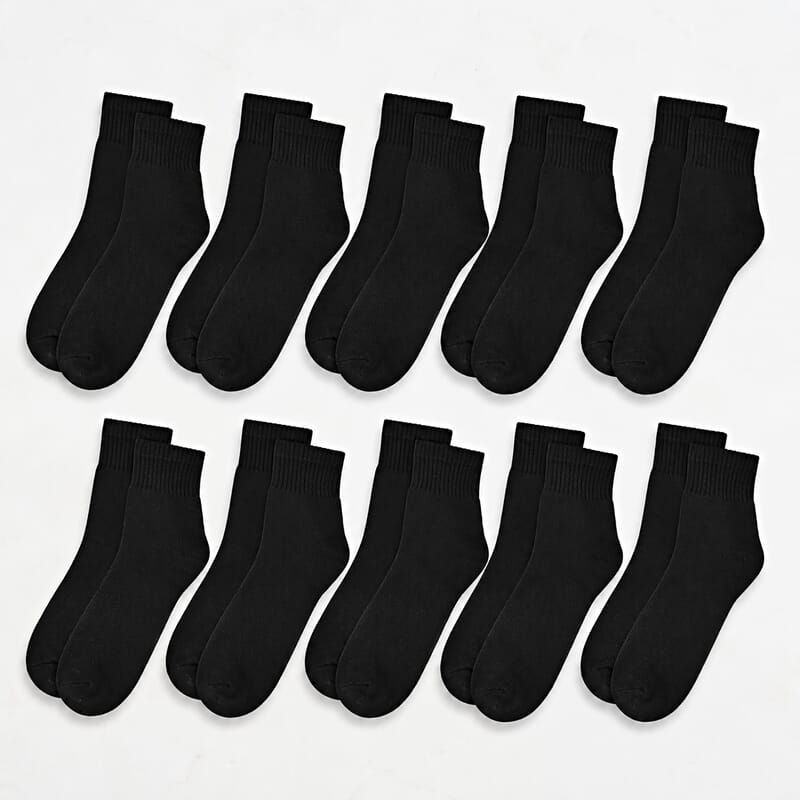 Pack of 10 Black Ankle Socks