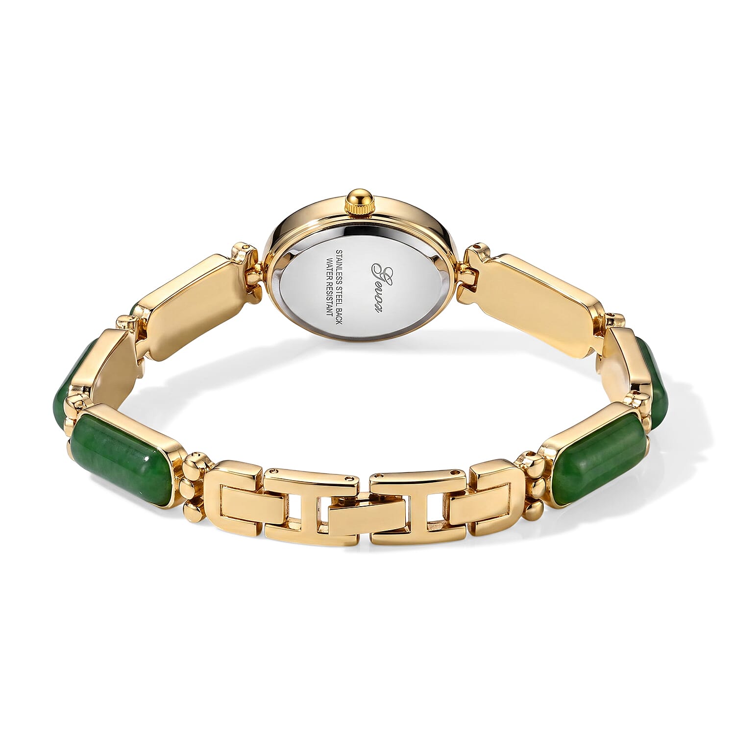 Genoa Green Aventurine Japanese Movement Bracelet Watch in Goldtone (7-7.75In) 8.00 ctw