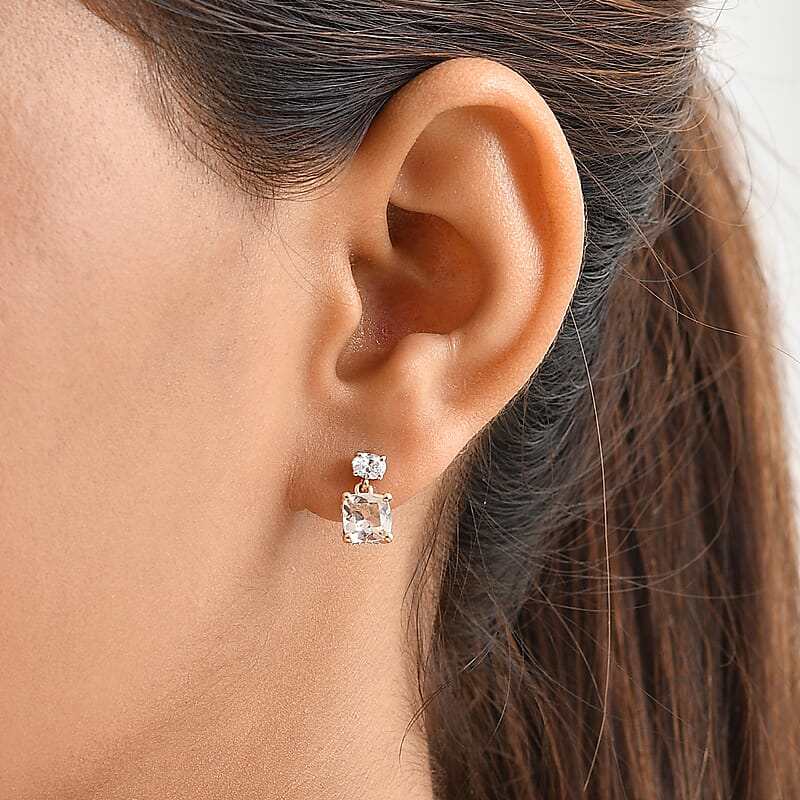 Rachel Roy AAA Marropino Morganite and Luxuriant Lab Grown Diamond E-F VS 2.20 ctw Earrings in 10K Yellow Gold