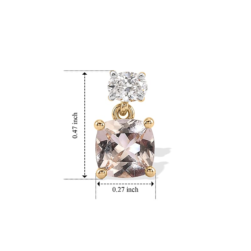 Rachel Roy AAA Marropino Morganite and Luxuriant Lab Grown Diamond E-F VS 2.20 ctw Earrings in 10K Yellow Gold