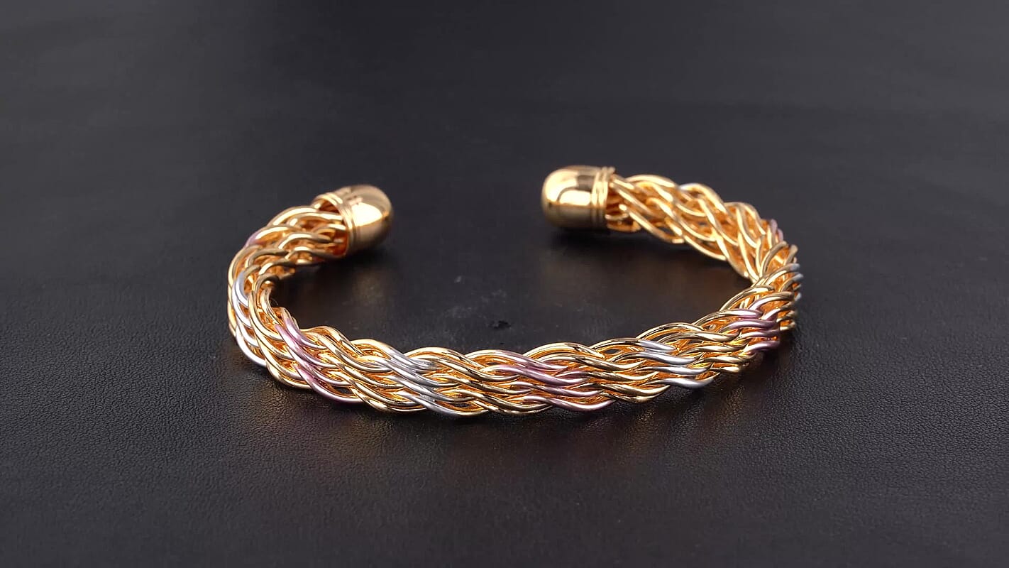 Braided Mesh Rainbow Cuff Bracelet in Multitone (7.25 In)