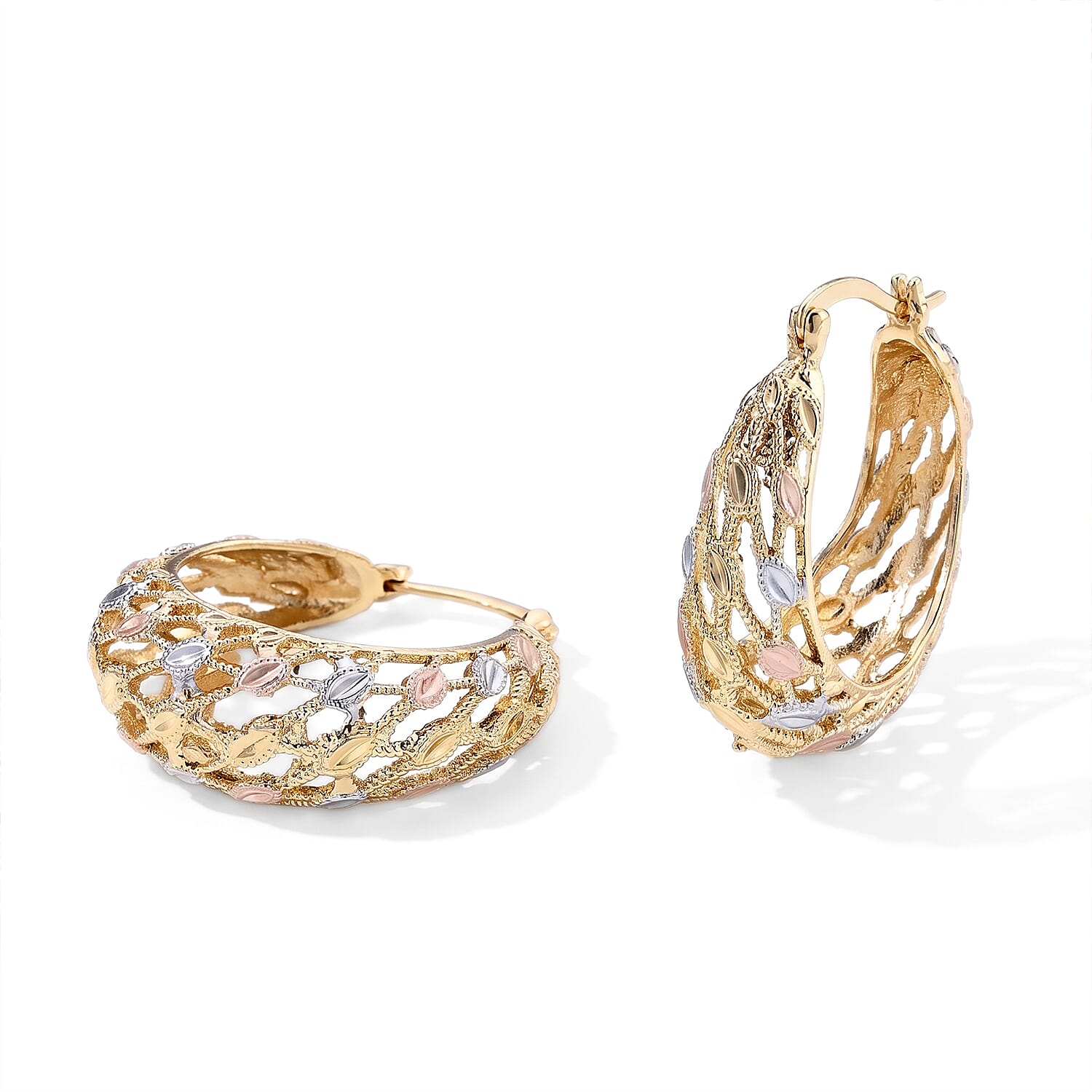 Trending Tri-Tone Woven Hoop Earrings