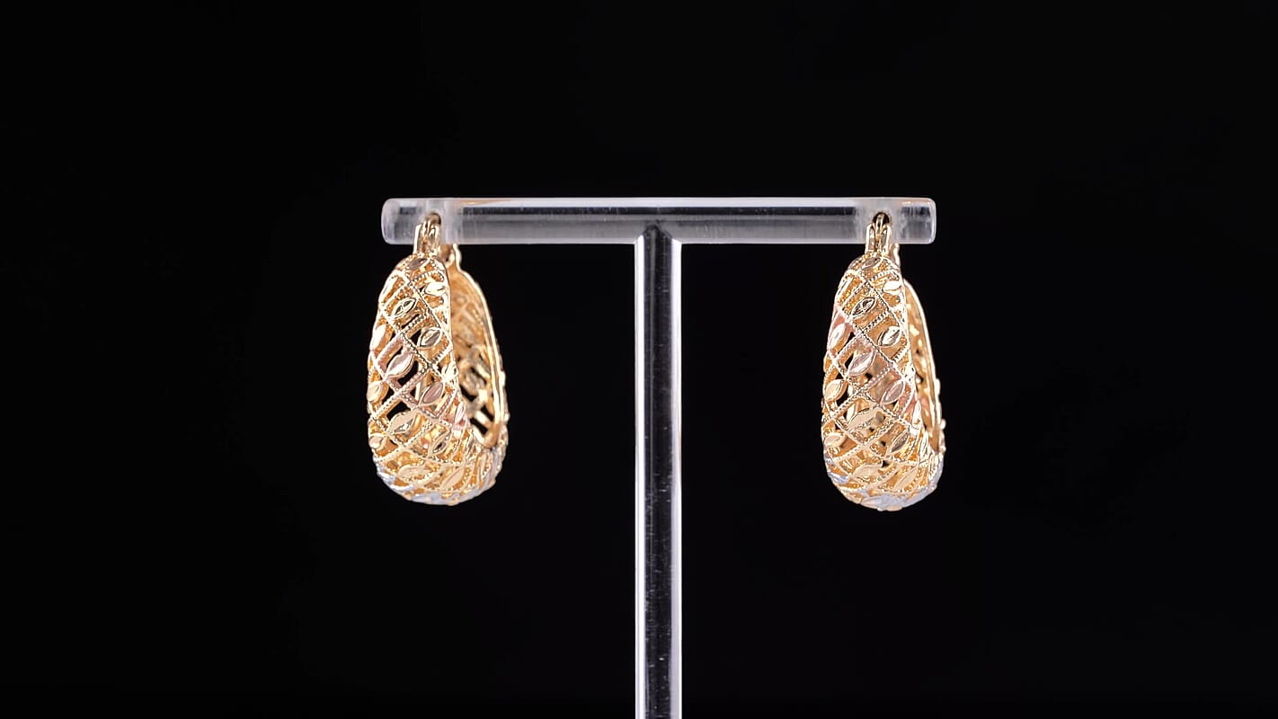 Woven Hoop Earrings in Tri-tone