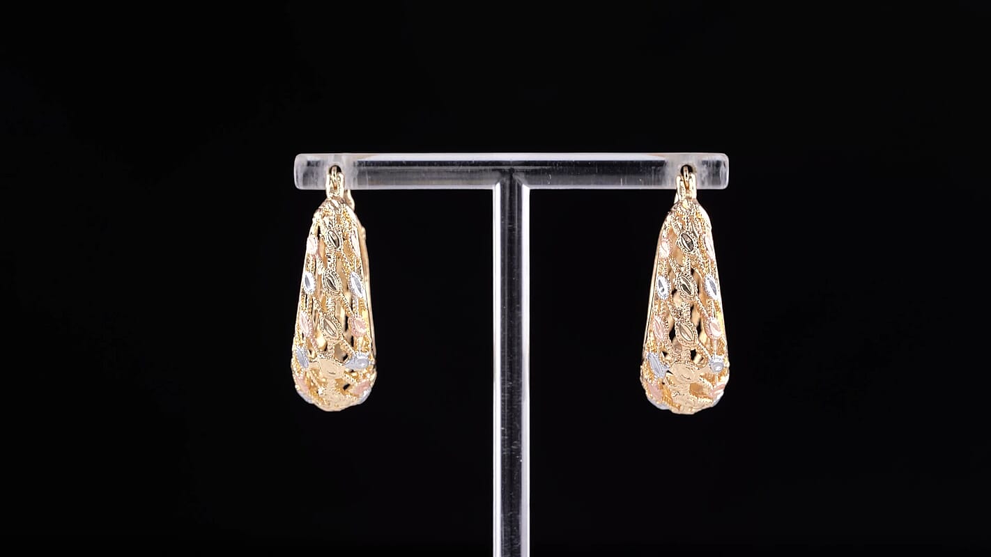 Woven Hoop Earrings in Tri-tone