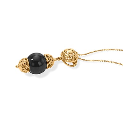 D'Joy Black Shungite  Fancy Pendant in 18K YG VermeilSterling Silver 15.00 ctw