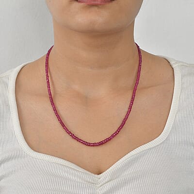 D'Joy Niassa Ruby (FF) 73.00 ctw Beaded Necklace in 18K Vermeil Yellow Gold Over Sterling Silver 18-20 Inches