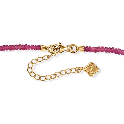 D'Joy Niassa Ruby (FF) 73.00 ctw Beaded Necklace in 18K Vermeil Yellow Gold Over Sterling Silver 18-20 Inches