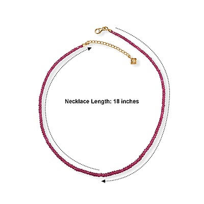 D'Joy Niassa Ruby (FF) 73.00 ctw Beaded Necklace in 18K Vermeil Yellow Gold Over Sterling Silver 18-20 Inches