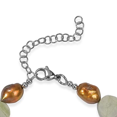 EverTrue Harmony Serpentine and Brown Pearl (D) 0.35 ctw Bracelet in Stainless Steel (7.25 In)