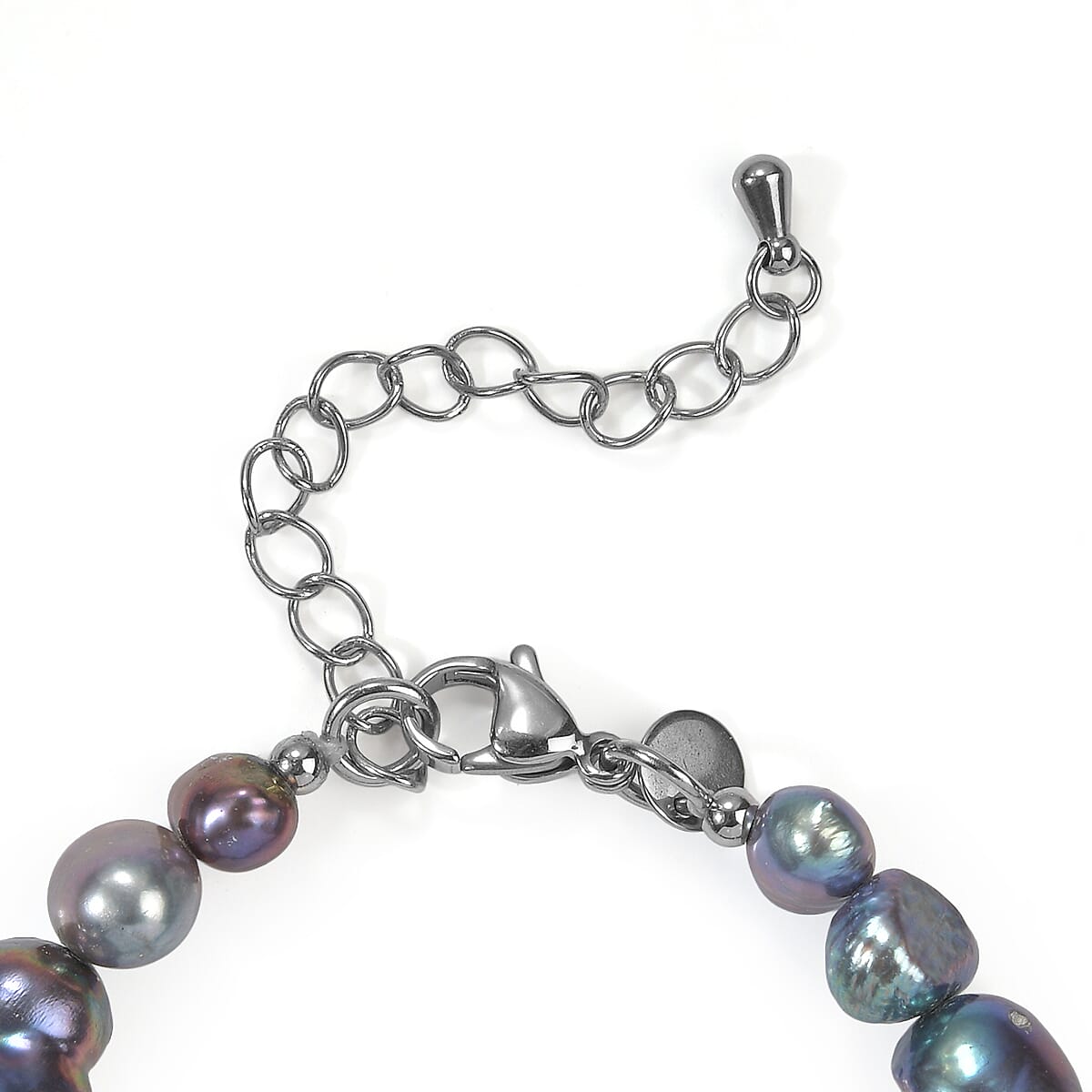 EverTrue Green Opal and Peacock Pearl (D) 27.00 ctw Beaded Bracelet in Stainless Steel (7.25 In)