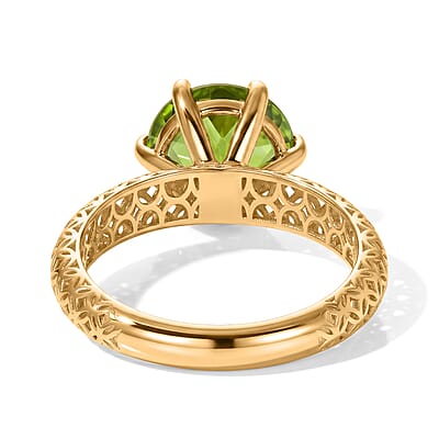 Premium Hebei Peridot 2.75 ctw Solitaire Ring in 10K Yellow Gold (Size 6.0)
