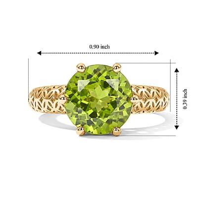 Premium Hebei Peridot 2.75 ctw Solitaire Ring in 10K Yellow Gold (Size 6.0)