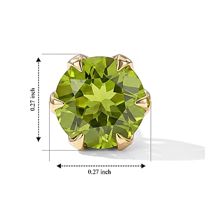 Premium Hebei Peridot 2.70 ctw Solitaire Stud Push Post Earrings in 10K Yellow Gold