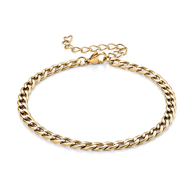 Cuban Chain Bracelet in ION Plated YG Stainless Steel (7.50-9.50In)