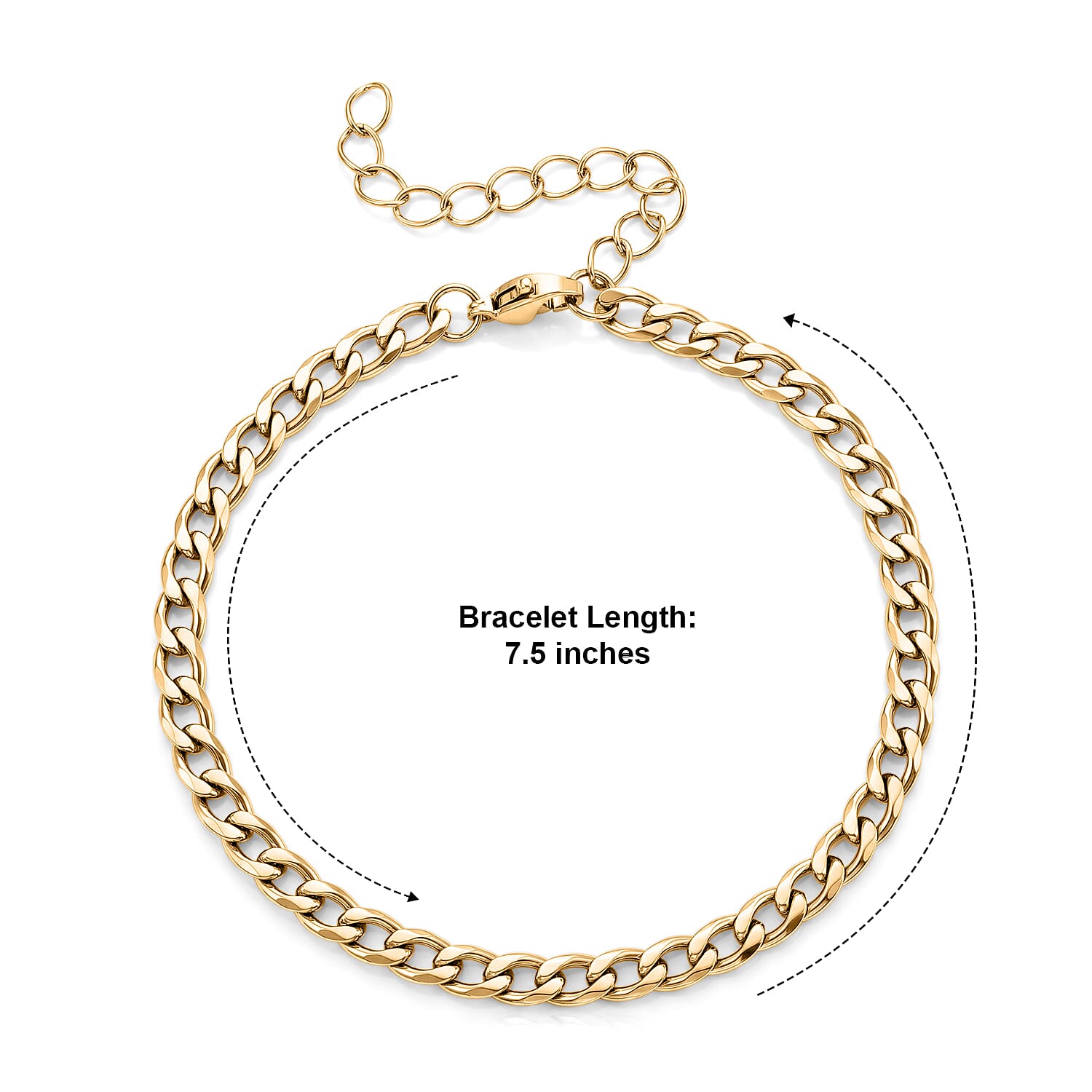Cuban Chain Bracelet in ION Plated YG Stainless Steel (7.50-9.50In)