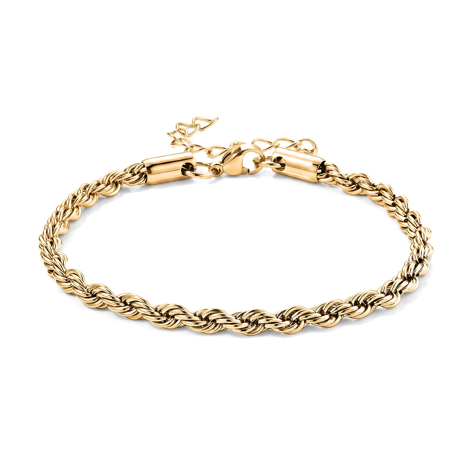 Twisted Rope Chain Bracelet in ION Plated YG Stainless Steel (7.50-9.50In)