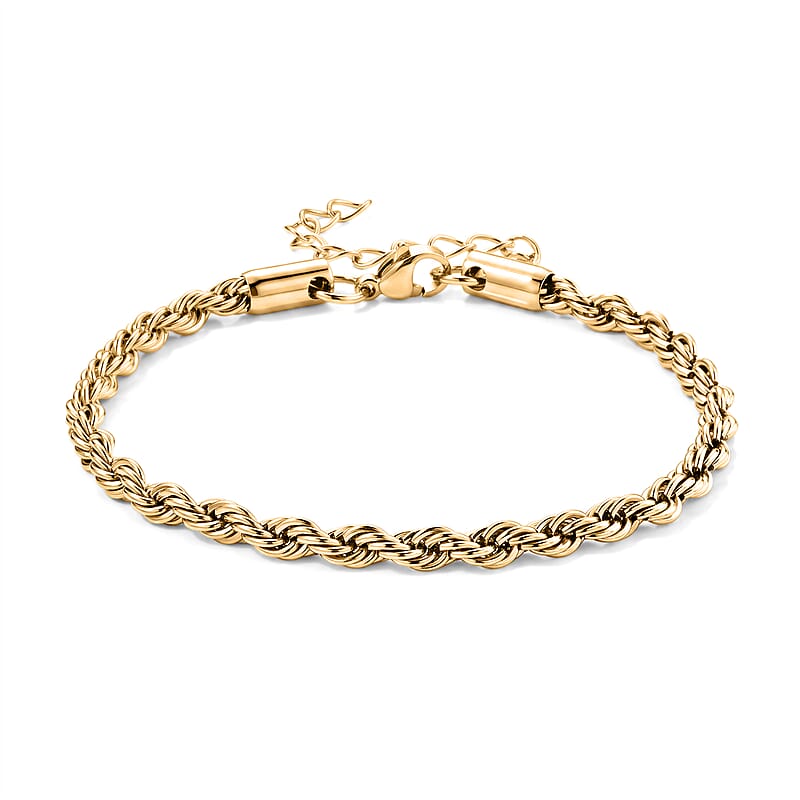 Twisted Rope Chain Bracelet in ION Plated YG Stainless Steel (7.50-9.50In)