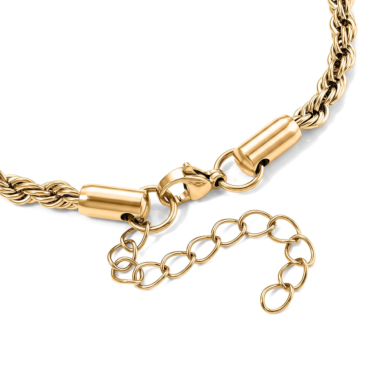 Twisted Rope Chain Bracelet in ION Plated YG Stainless Steel (7.50-9.50In)