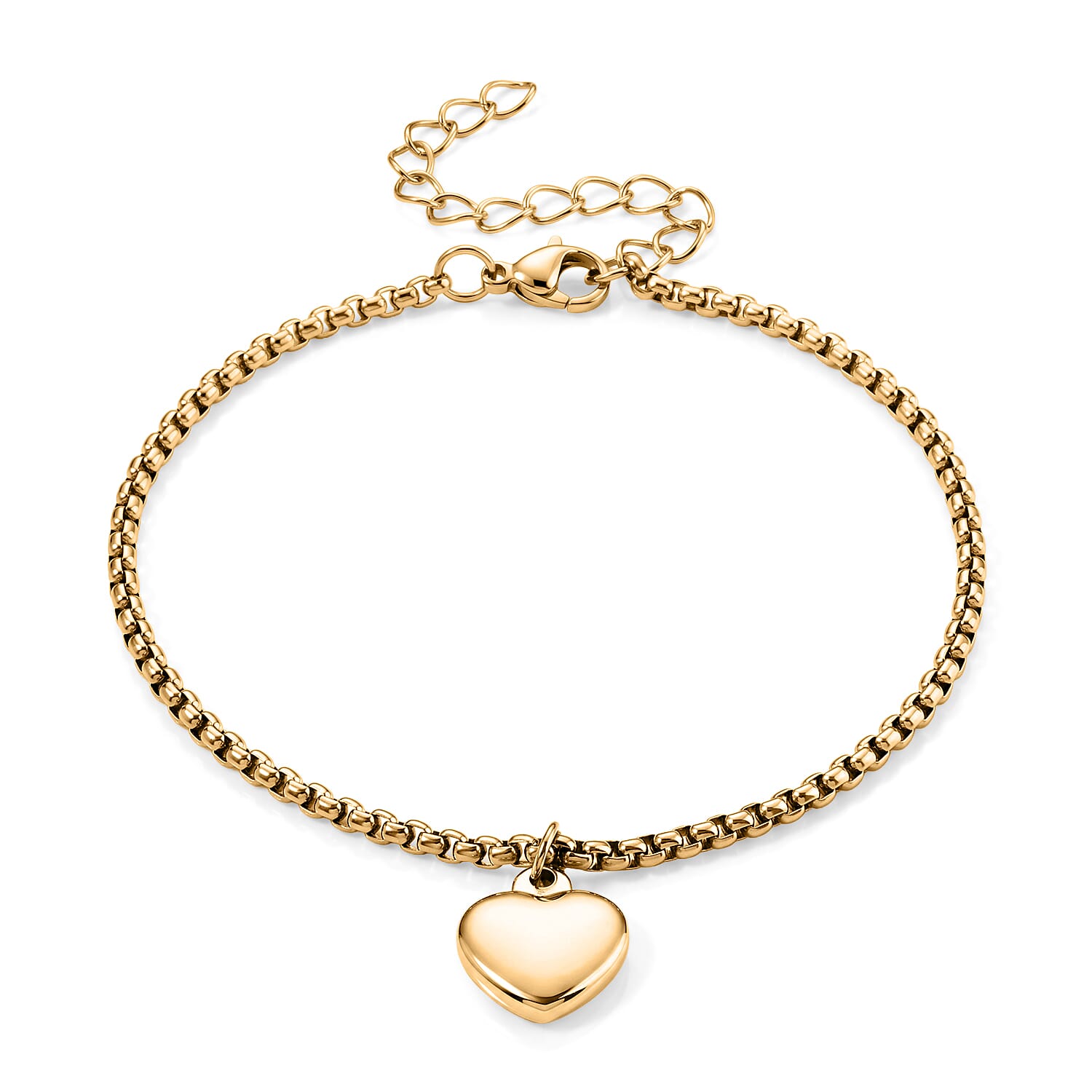 Heart Bracelet in ION Plated YG Stainless Steel (7.50-9.50In)