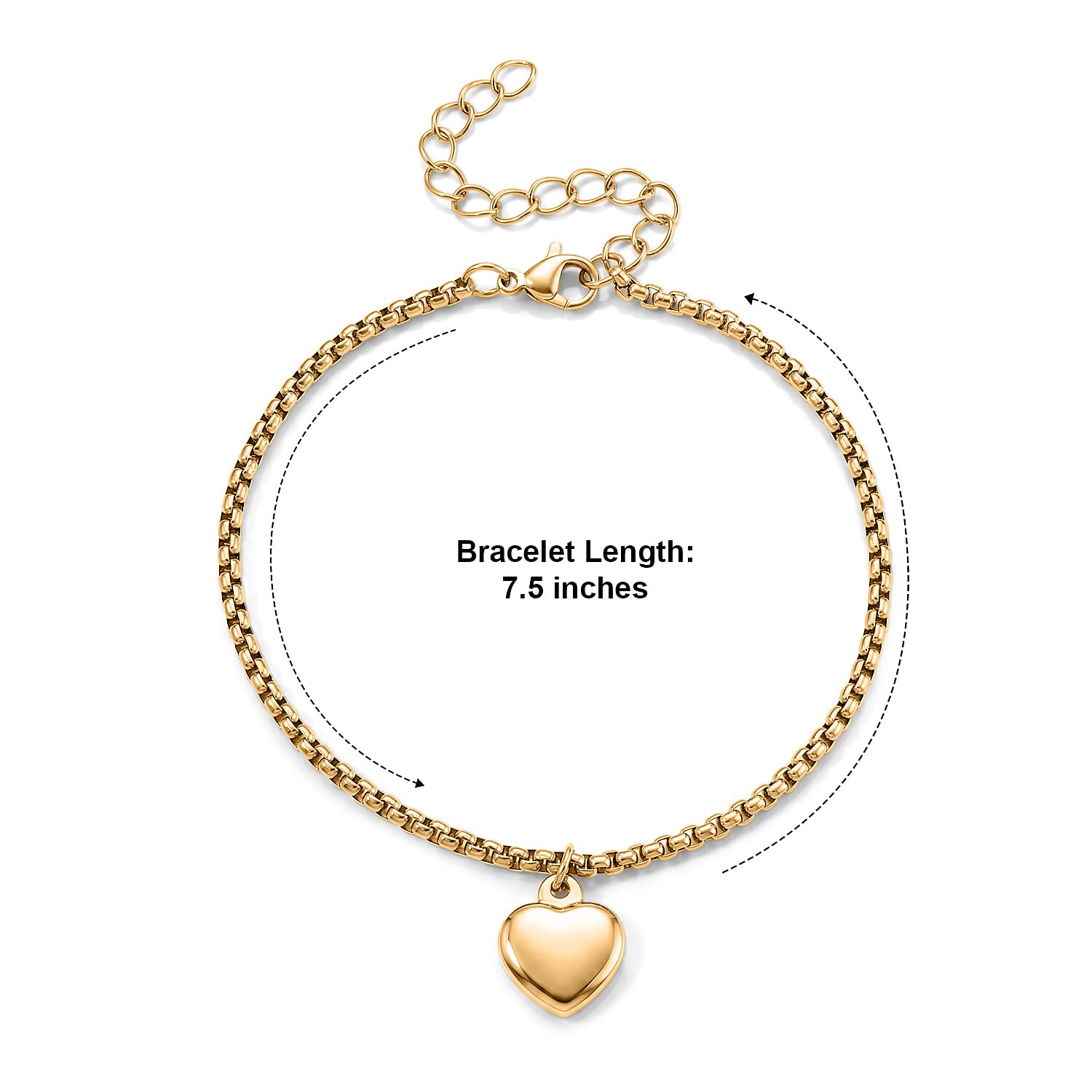 Heart Bracelet in ION Plated YG Stainless Steel (7.50-9.50In)