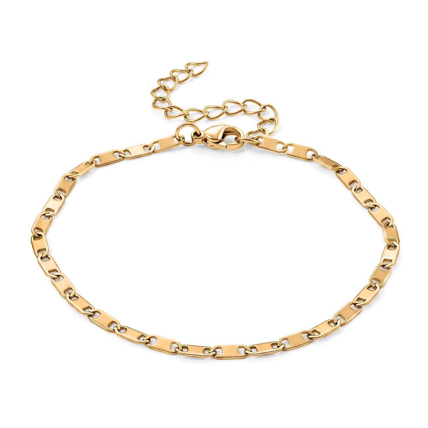 Cross Charm Bracelet in ION Plated YG Stainless Steel (7.5-9.5in)