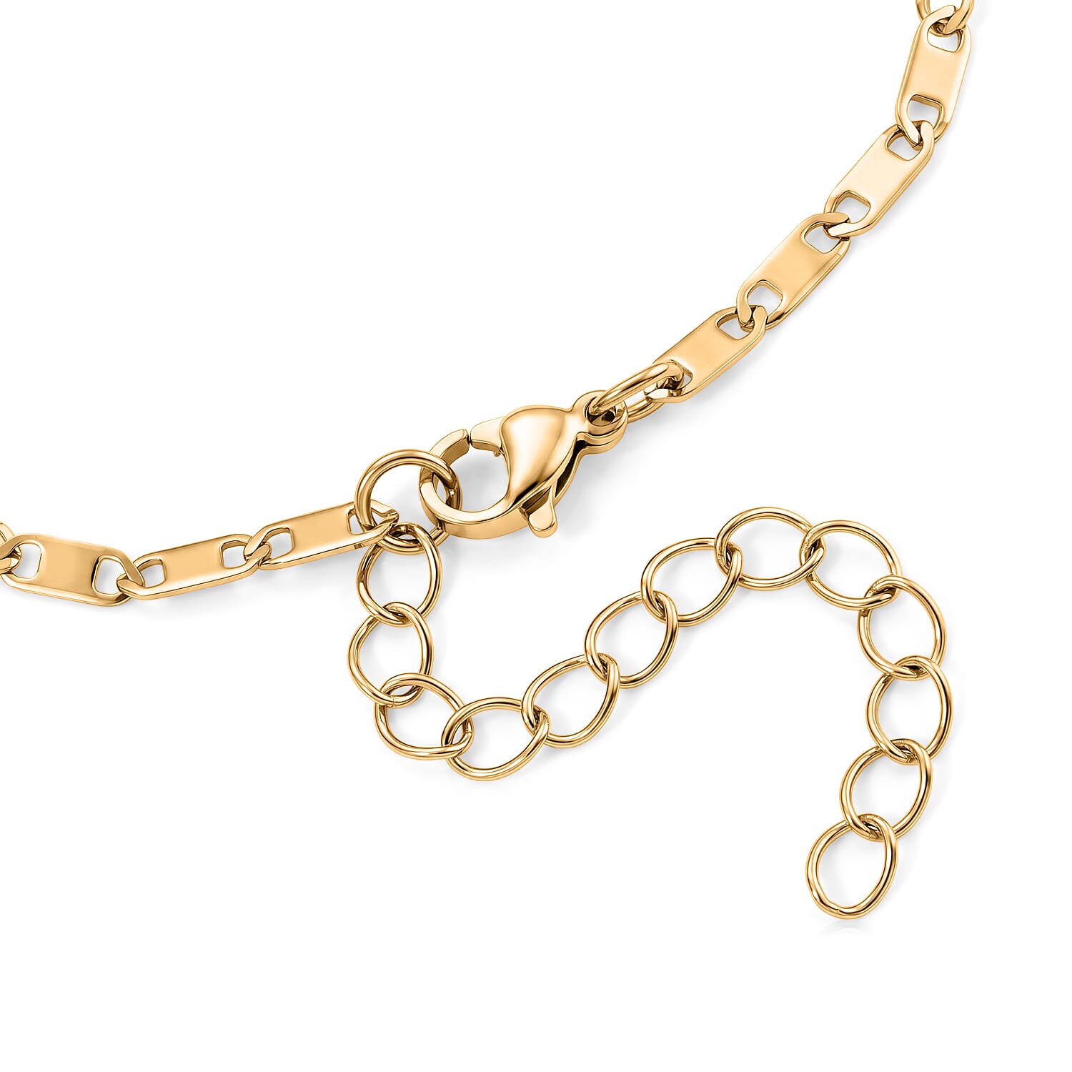 Cross Charm Bracelet in ION Plated YG Stainless Steel (7.5-9.5in)