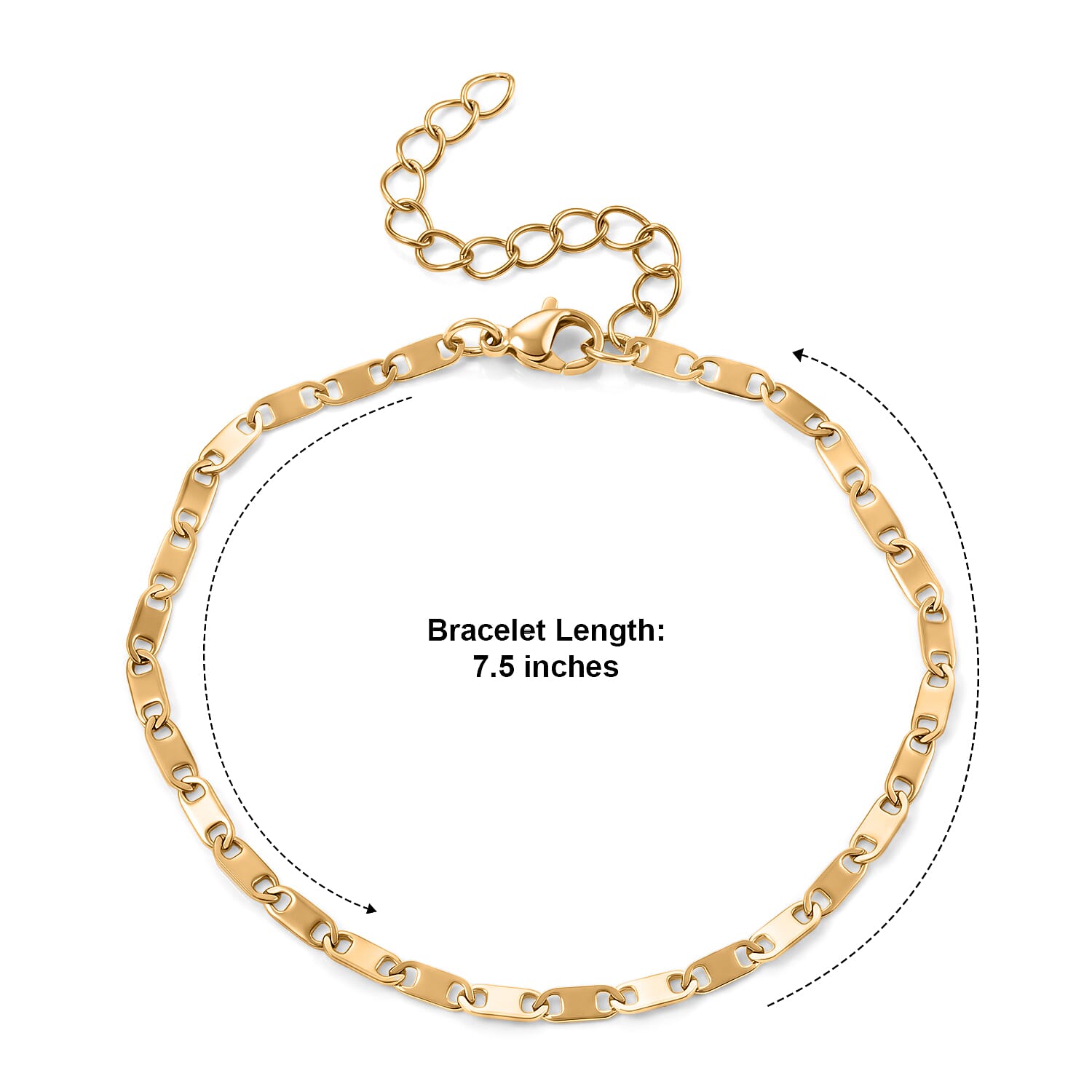 Cross Charm Bracelet in ION Plated YG Stainless Steel (7.5-9.5in)