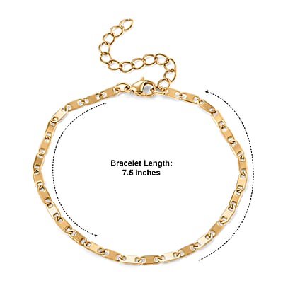 Cross Charm Bracelet in ION Plated YG Stainless Steel (7.5-9.5in)