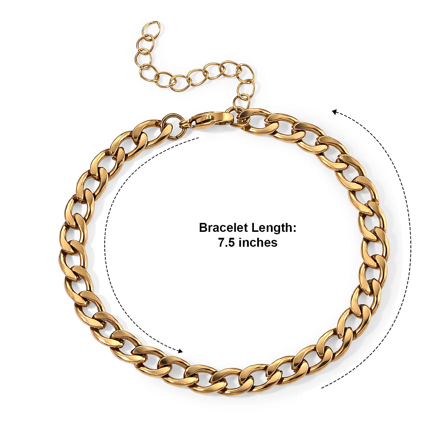 Classic Cuban Chain Bracelet in ION Plated YG Stainless Steel (7.50-9.50In)