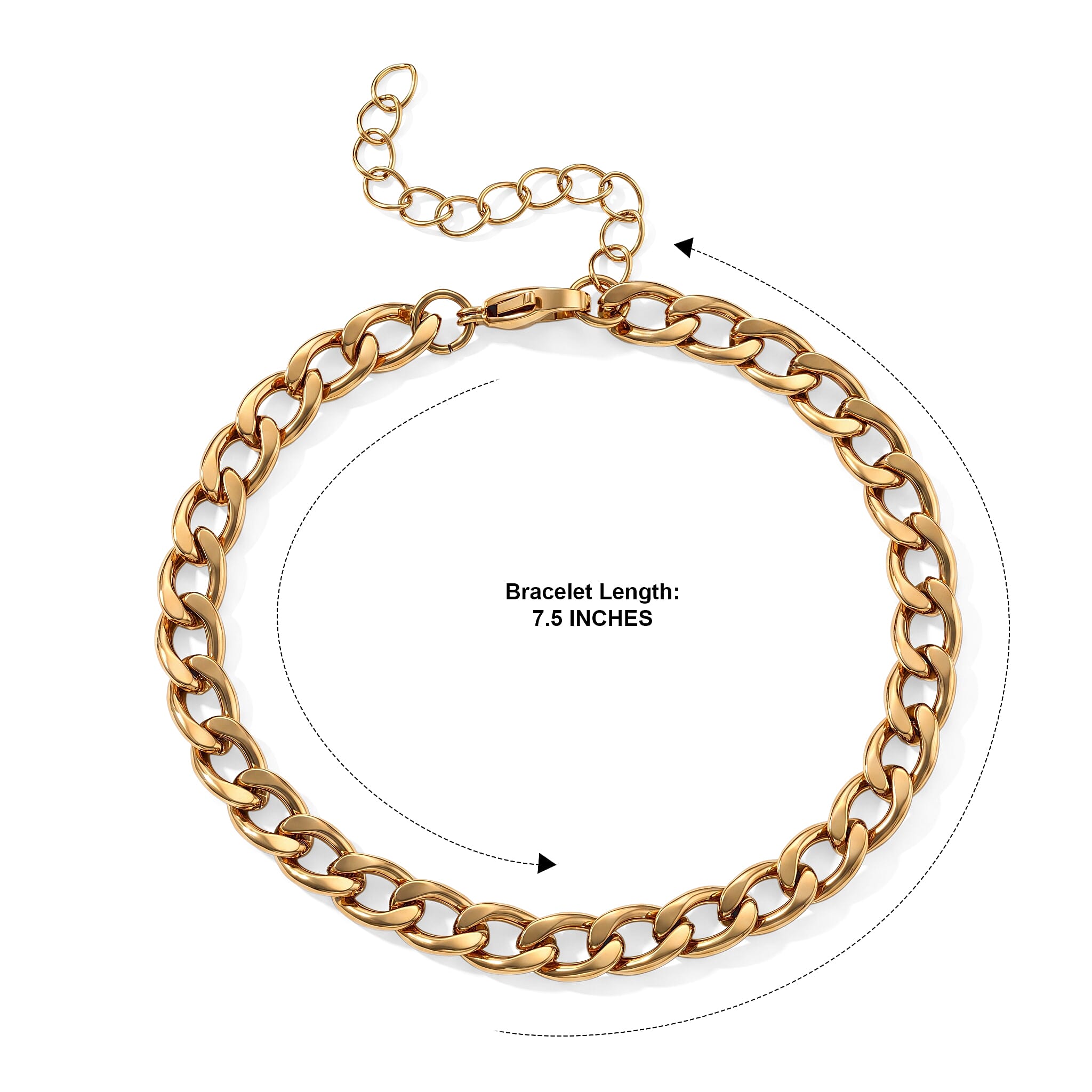 Classic Cuban Chain Bracelet in ION Plated YG Stainless Steel (7.50-9.50In)