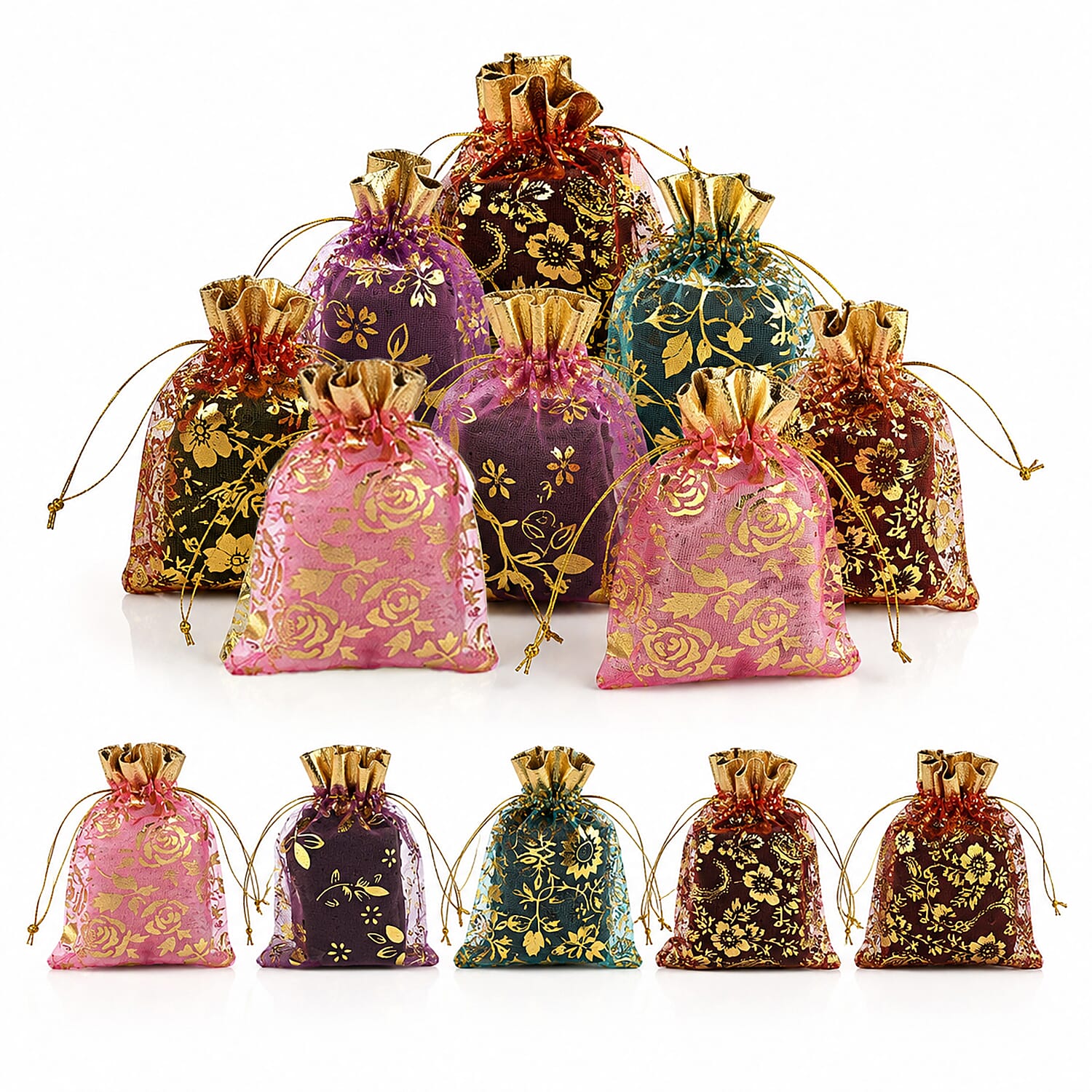 Set of 10 Multi Color Pouches