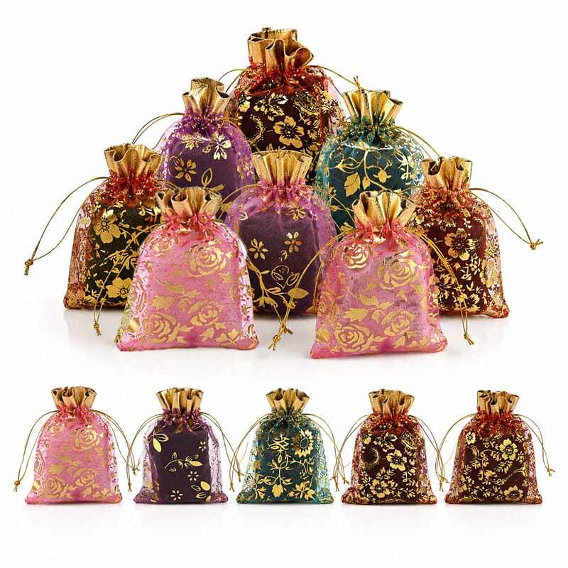 Set of 10 Multi Color Pouches