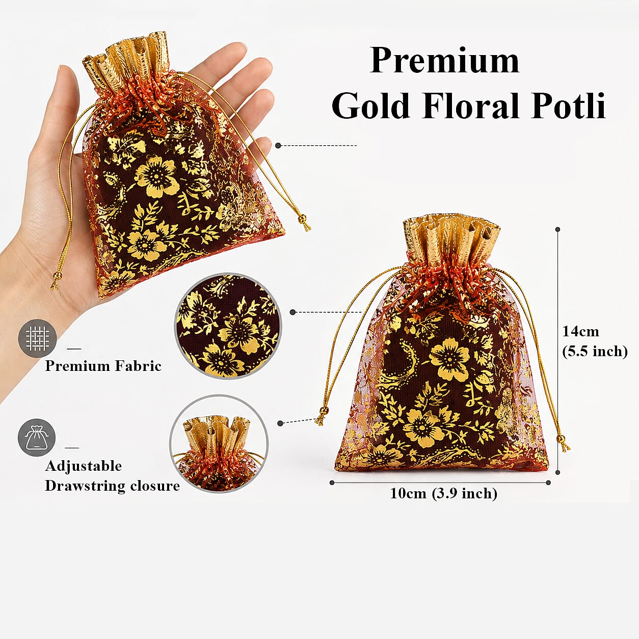 Set of 10 Multi Color Pouches