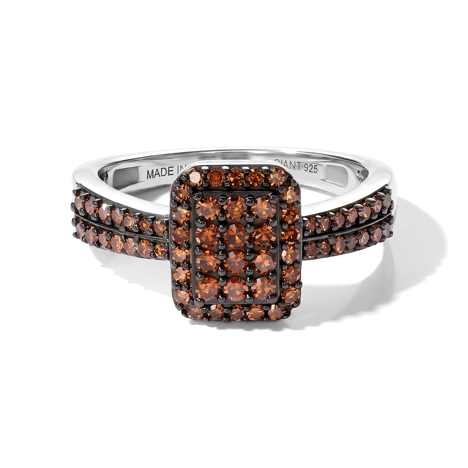 Luxuriant Lab Grown Red Diamond (IR) (SI) 0.50 ctw Emerald Elegance Cluster Ring in Rhodium Over Sterling Silver (Size 6.0)
