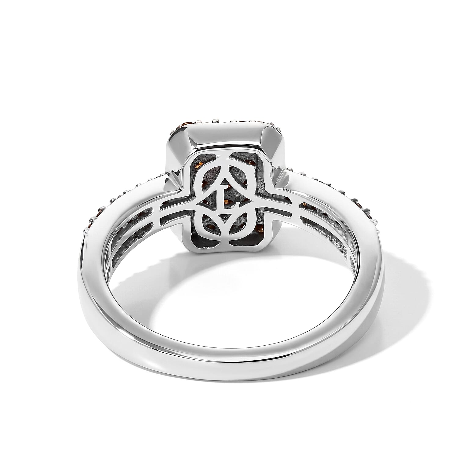 Luxuriant Lab Grown Red Diamond (IR) (SI) 0.50 ctw Emerald Elegance Cluster Ring in Rhodium Over Sterling Silver (Size 6.0)