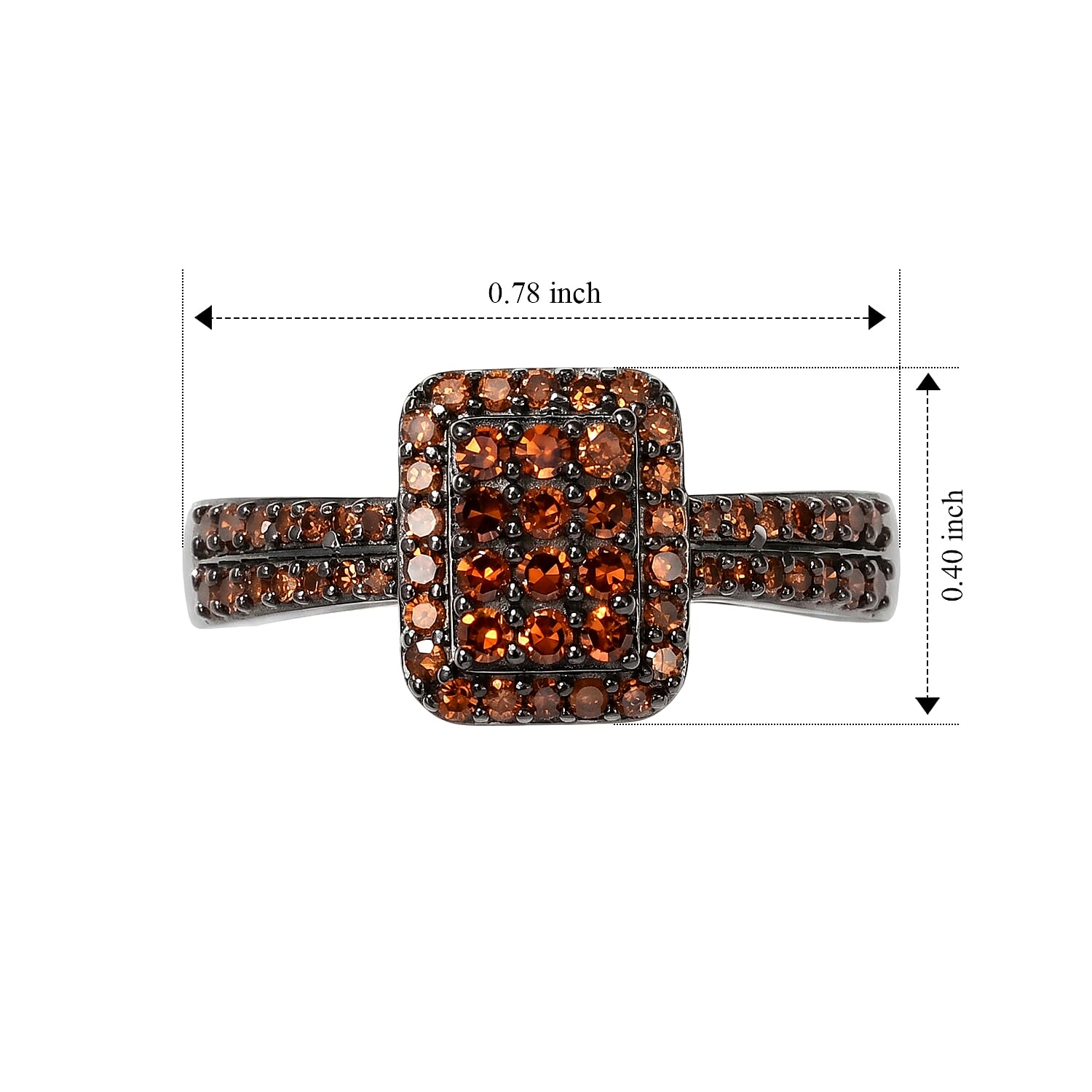Luxuriant Lab Grown Red Diamond (IR) (SI) 0.50 ctw Emerald Elegance Cluster Ring in Rhodium Over Sterling Silver (Size 6.0)