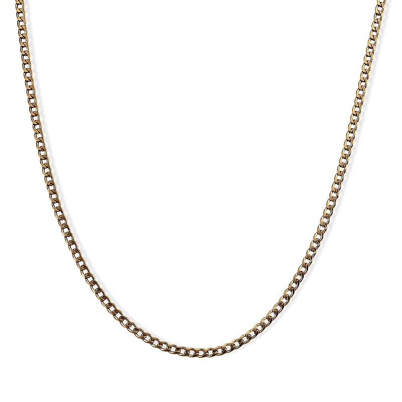 Bold Cuban Chain Necklace (24-26 Inches) in ION Plated YG Stainless Steel