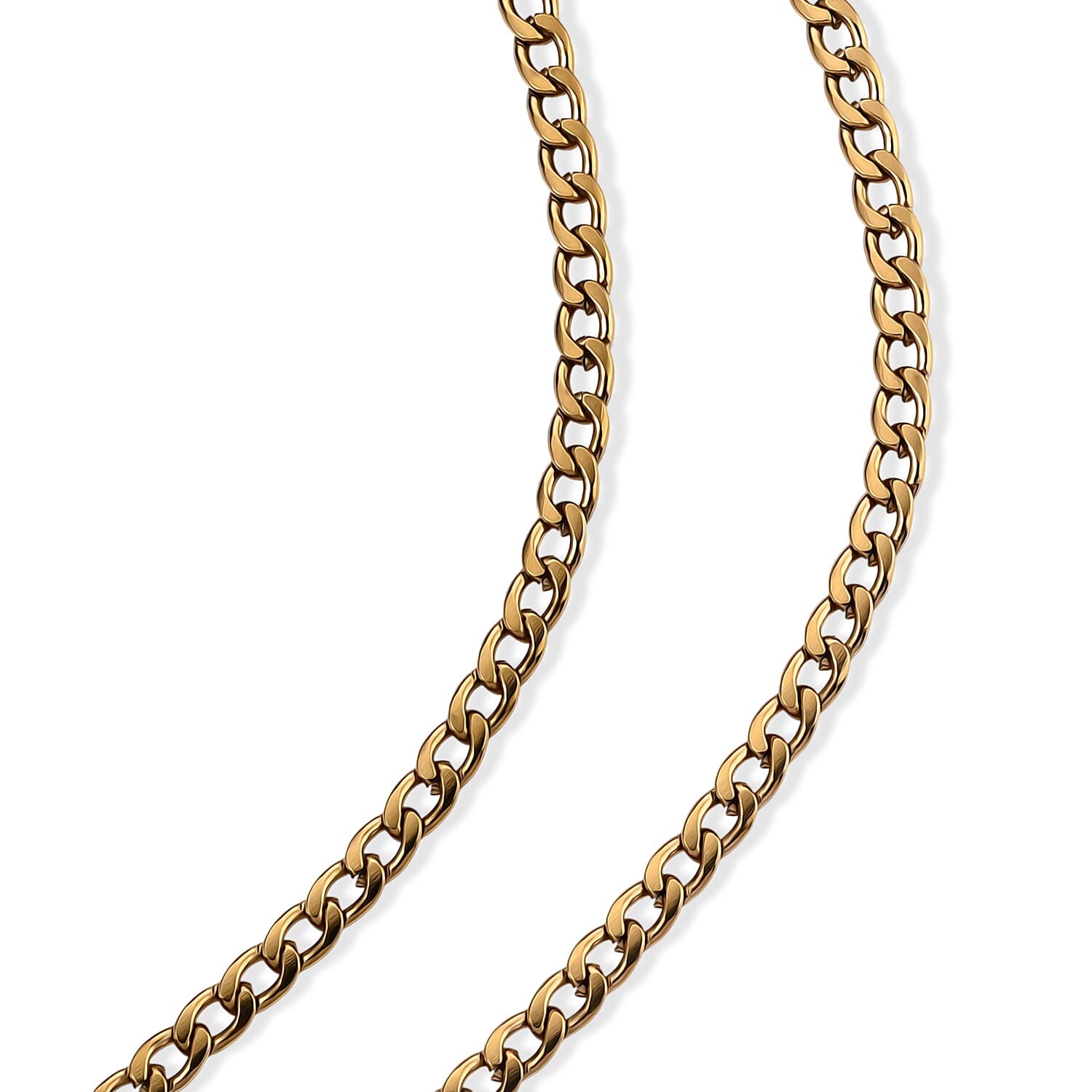Bold Cuban Chain Necklace (24-26 Inches) in ION Plated YG Stainless Steel